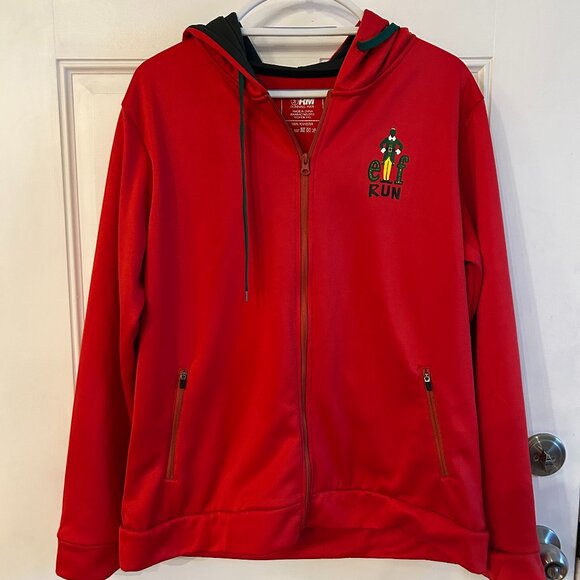 Running Man Elf Run Ladies XXL Red Zip Up Hoodie - Picture 1 of 5
